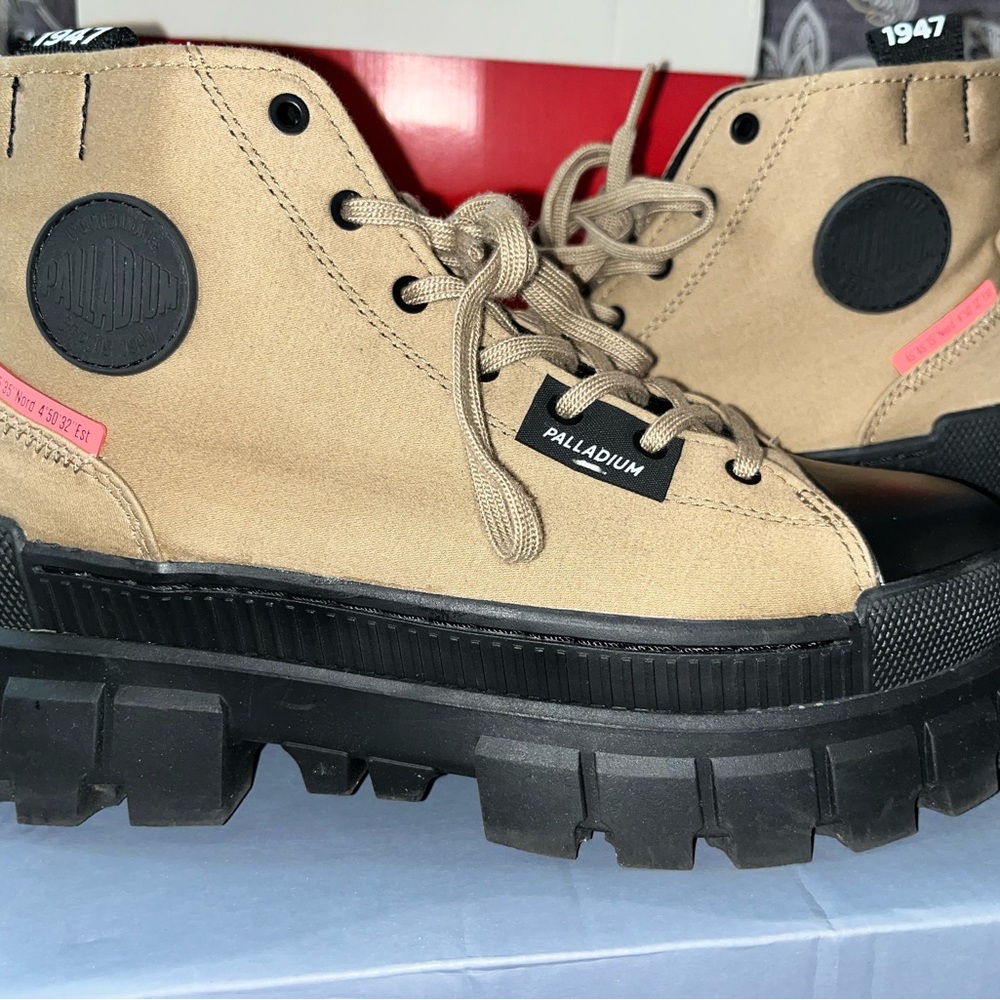 Palladium Khaki and Black Lace-Up Boots